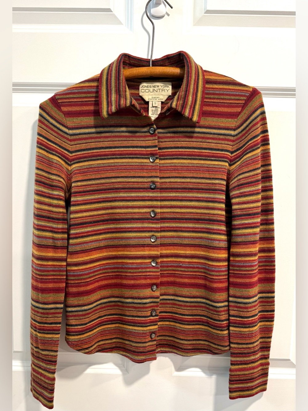 Vintage Jones New York Country Striped Wool Cardigan